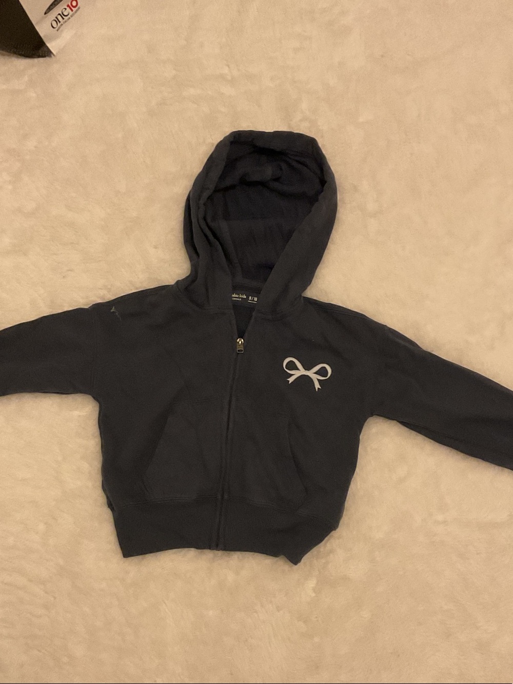 abercrombie kids Navy Zip Hoodie with Bow Graphic SIZE 9/10